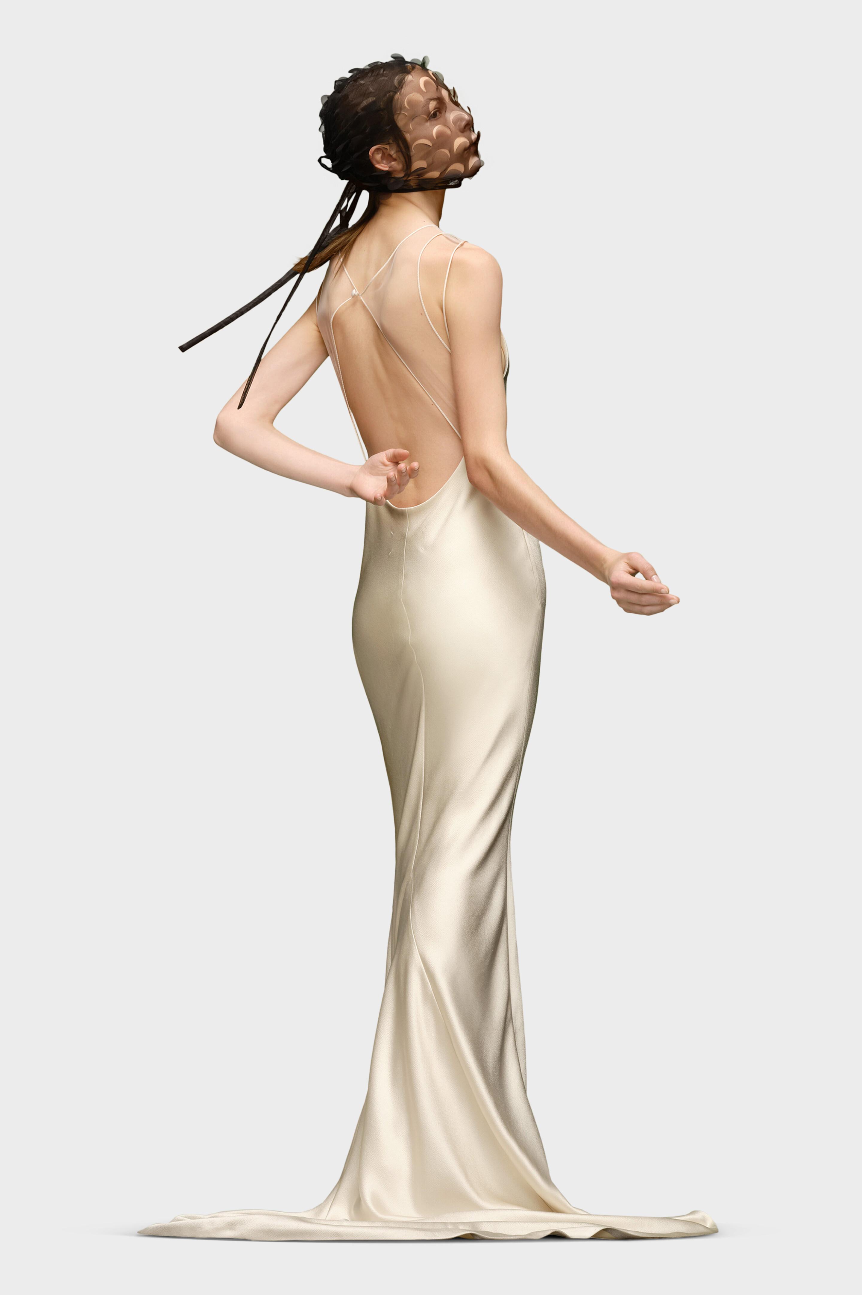 Ivory Hammered Satin Flared Maxi Dress | Maison Margiela