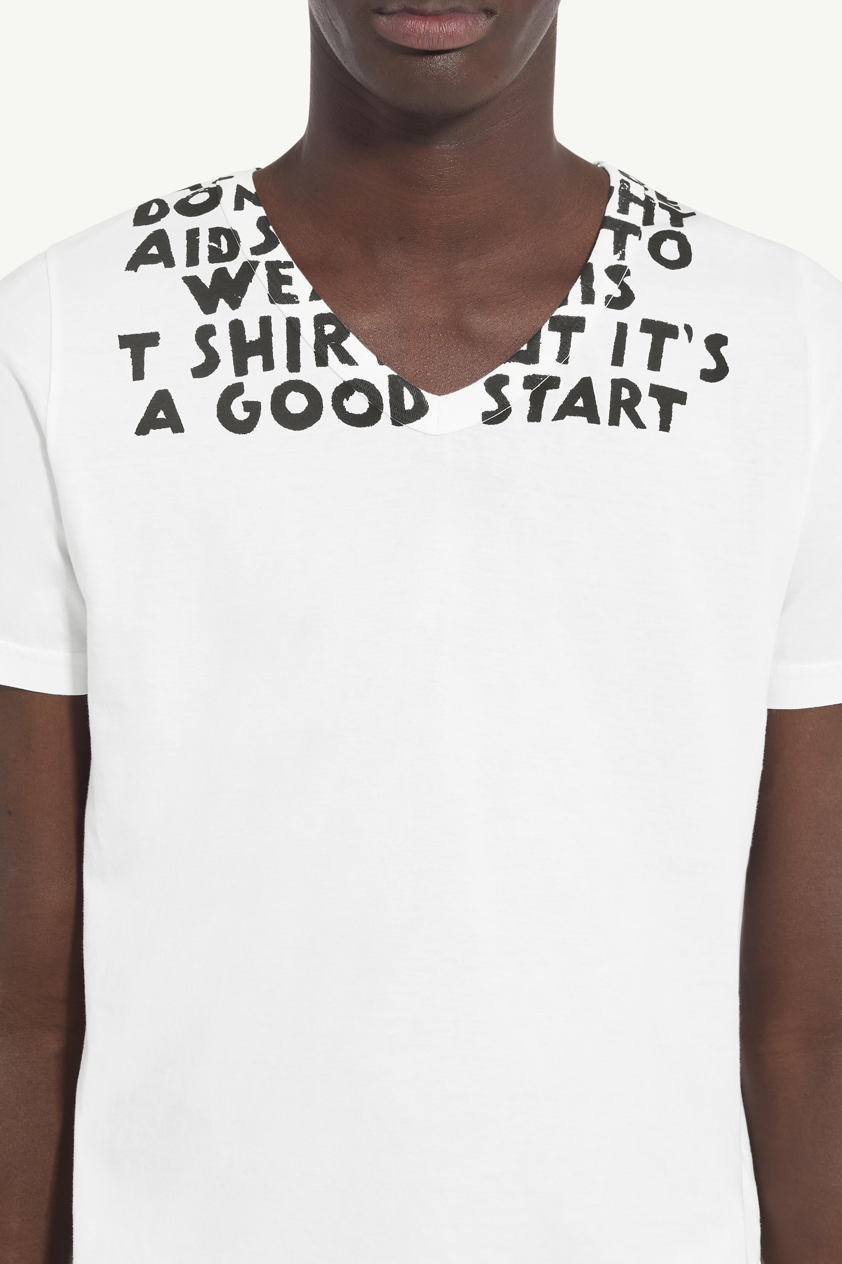 希少 Maison Margiela エイズTシャツ Vネック Sサイズ 美品 Vネック SIDA Tシャツ