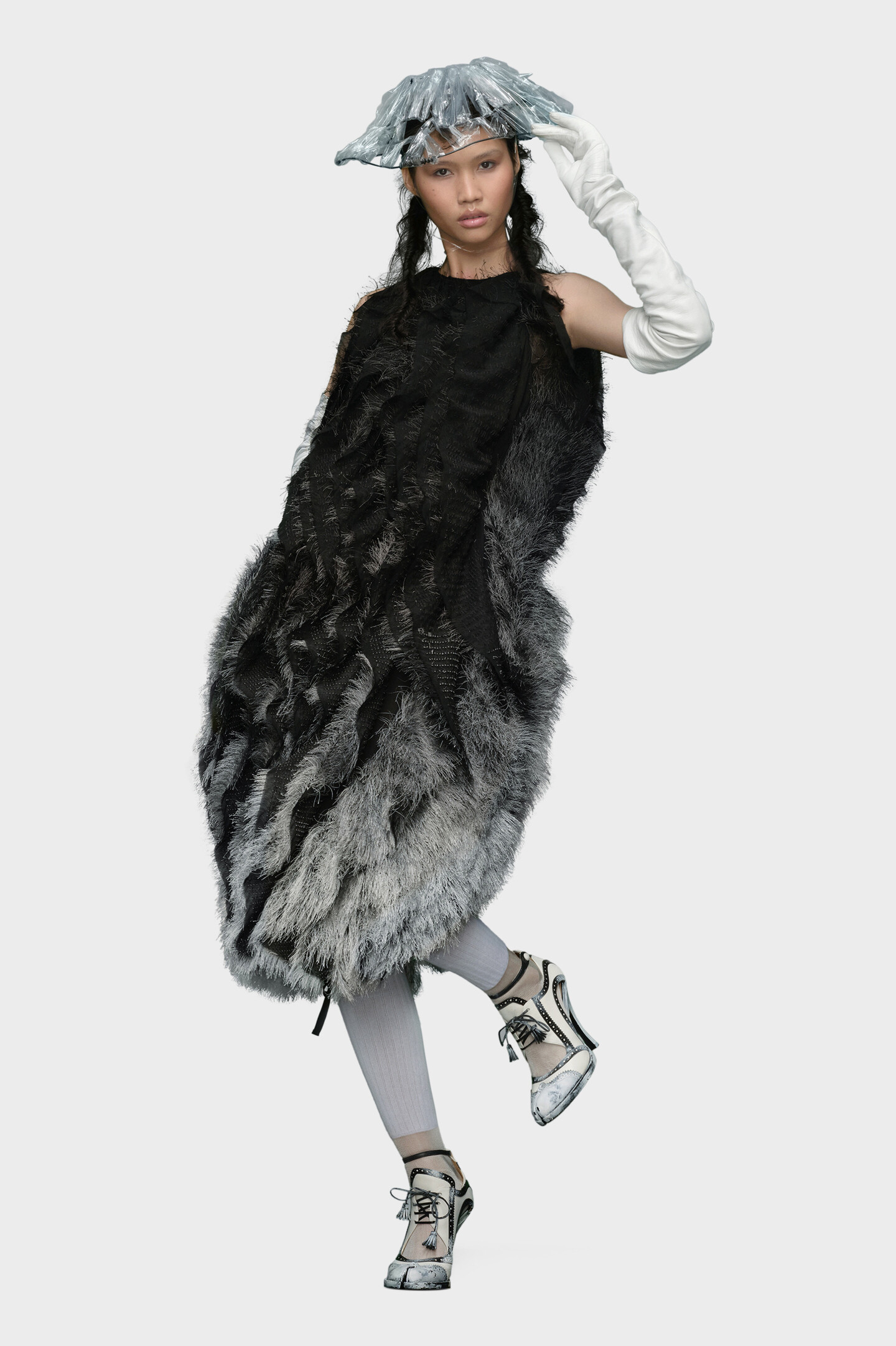 Black Embroidery Fringe Midi Dress | Maison Margiela Black Embroidery Fringe Midi Dress | Maison Margiela