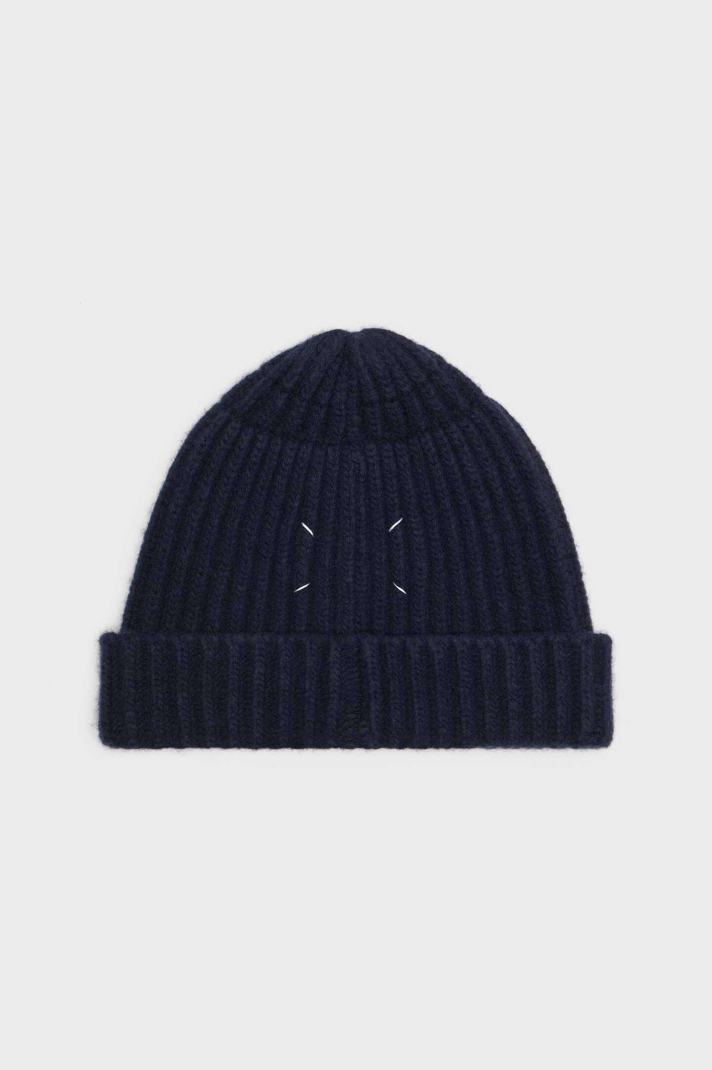 Navy Blue Virgin wool ribbed beanie | Maison Margiela Official