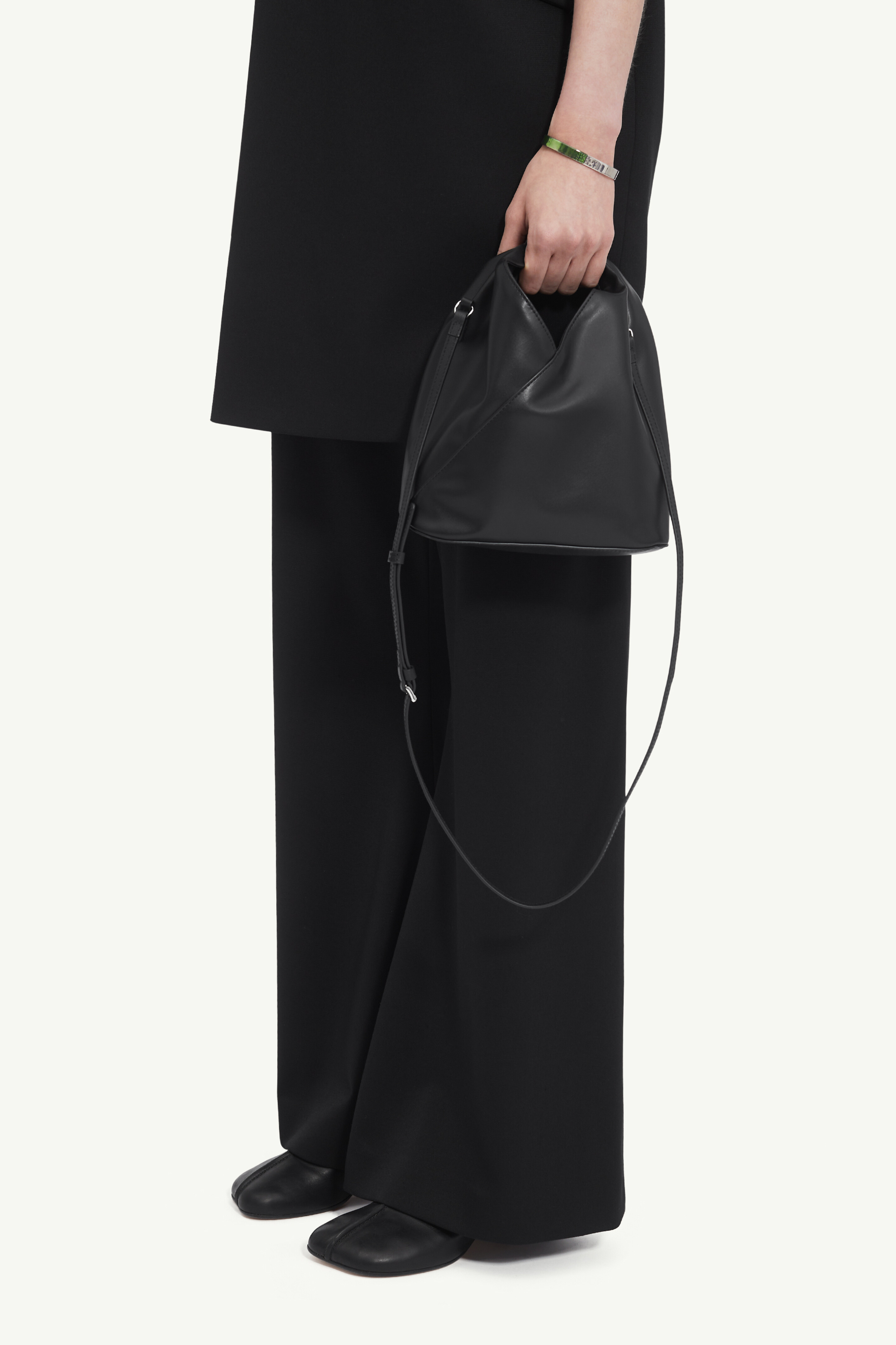 Black Leather Japanese Crossbody Bag | MM6
