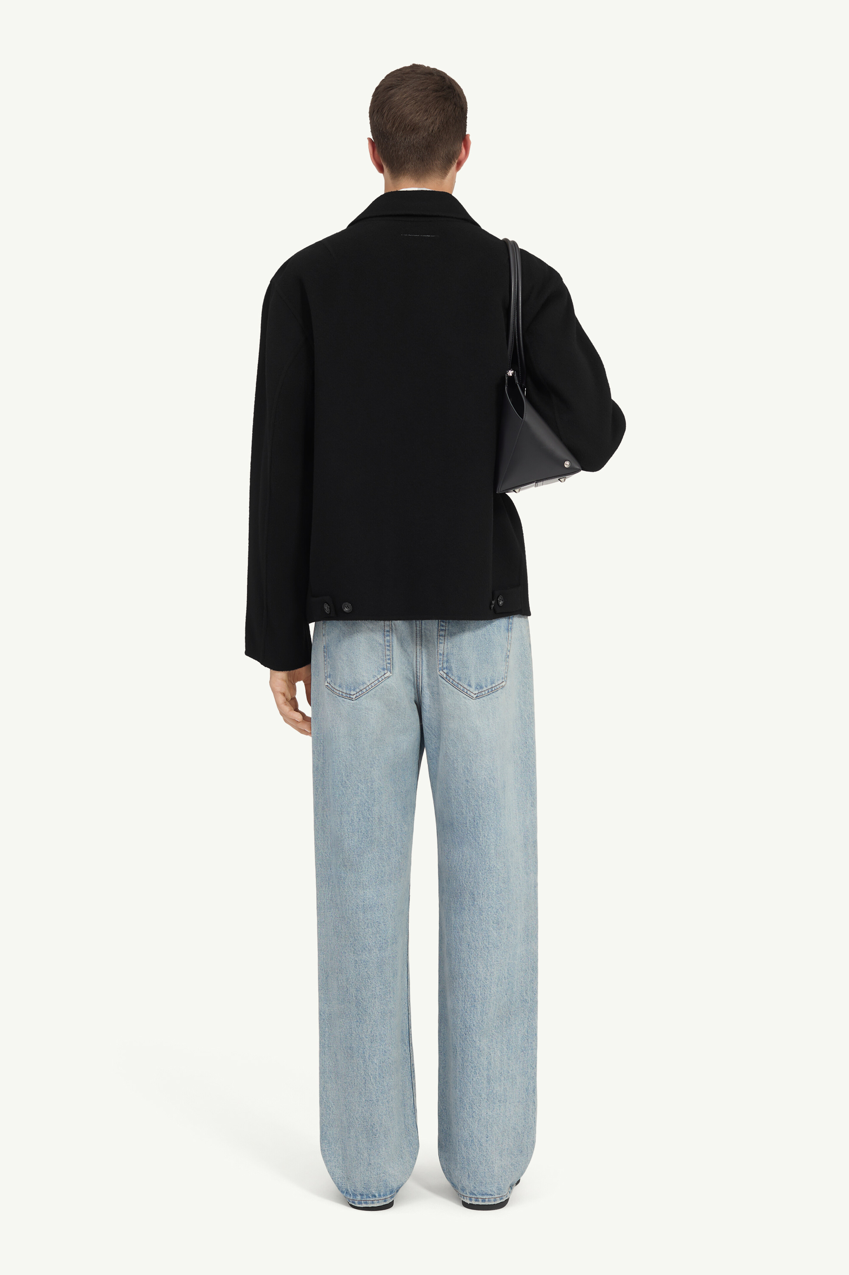 Double-faced wool zip jacket