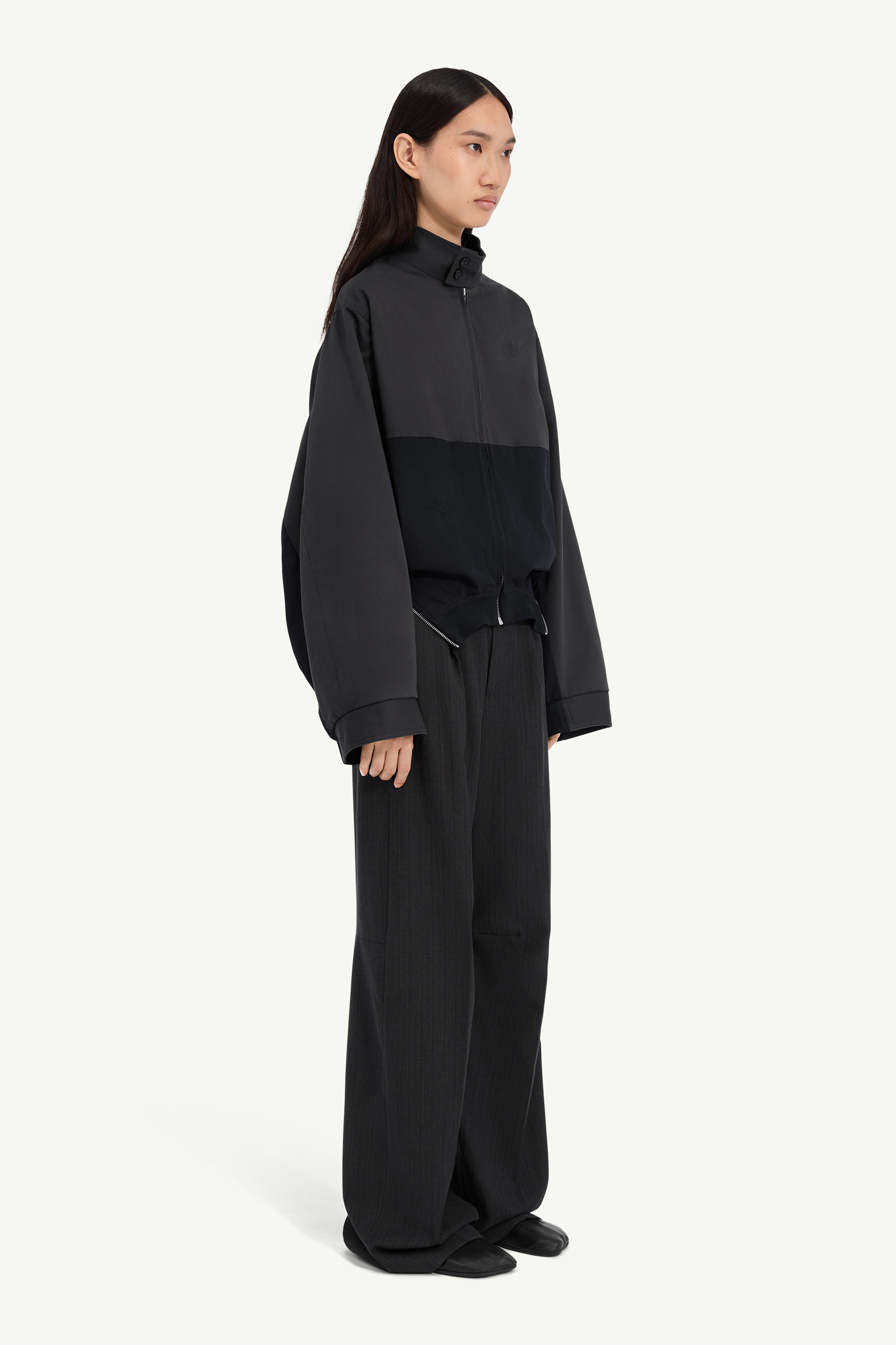 Mirrored two-tone zip jacket