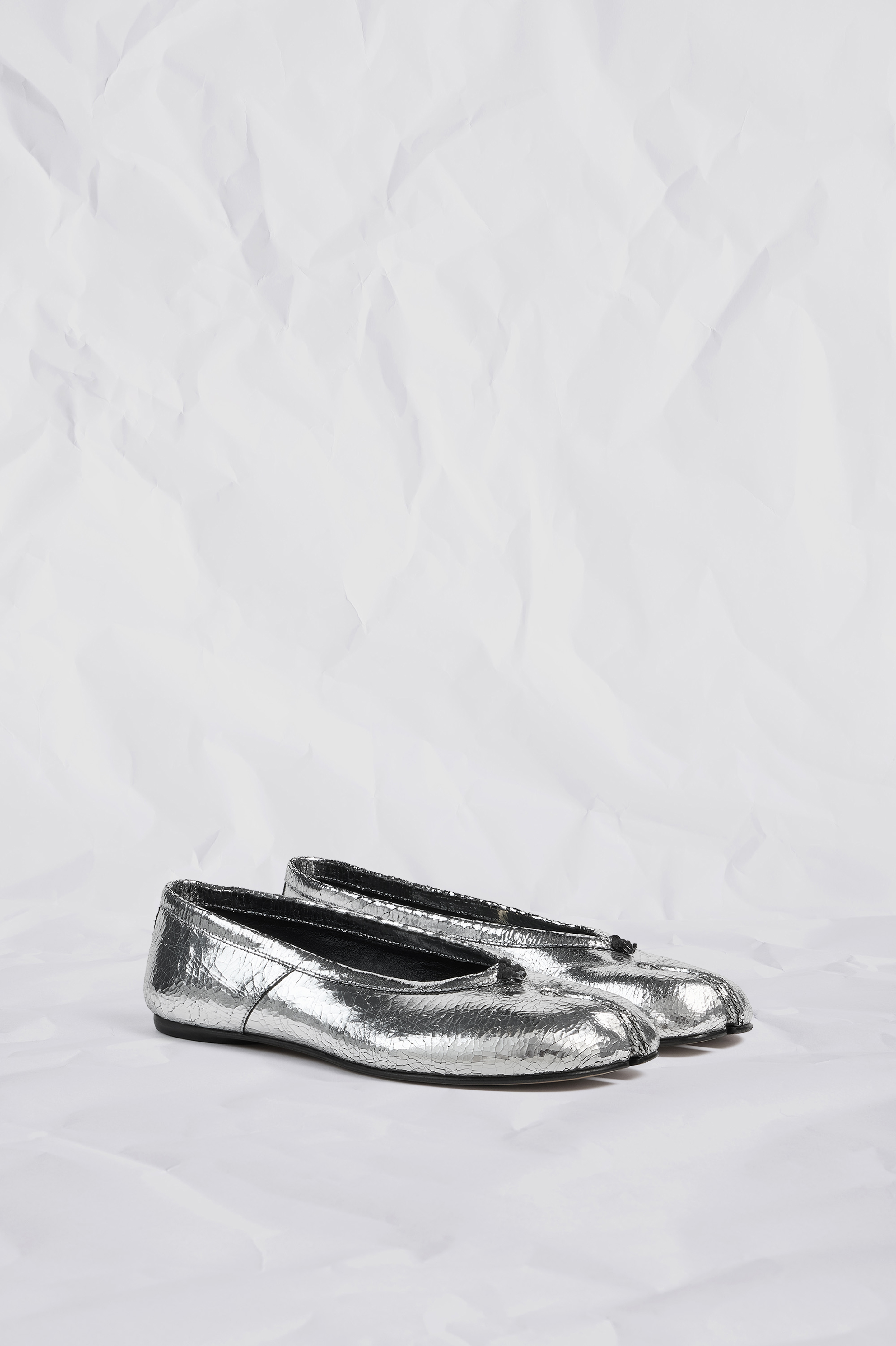 Ballerines Maison Margiela Tabi - Cuir Miroir Cassé Noir, Taille EU 40 / US 10 - Occasion