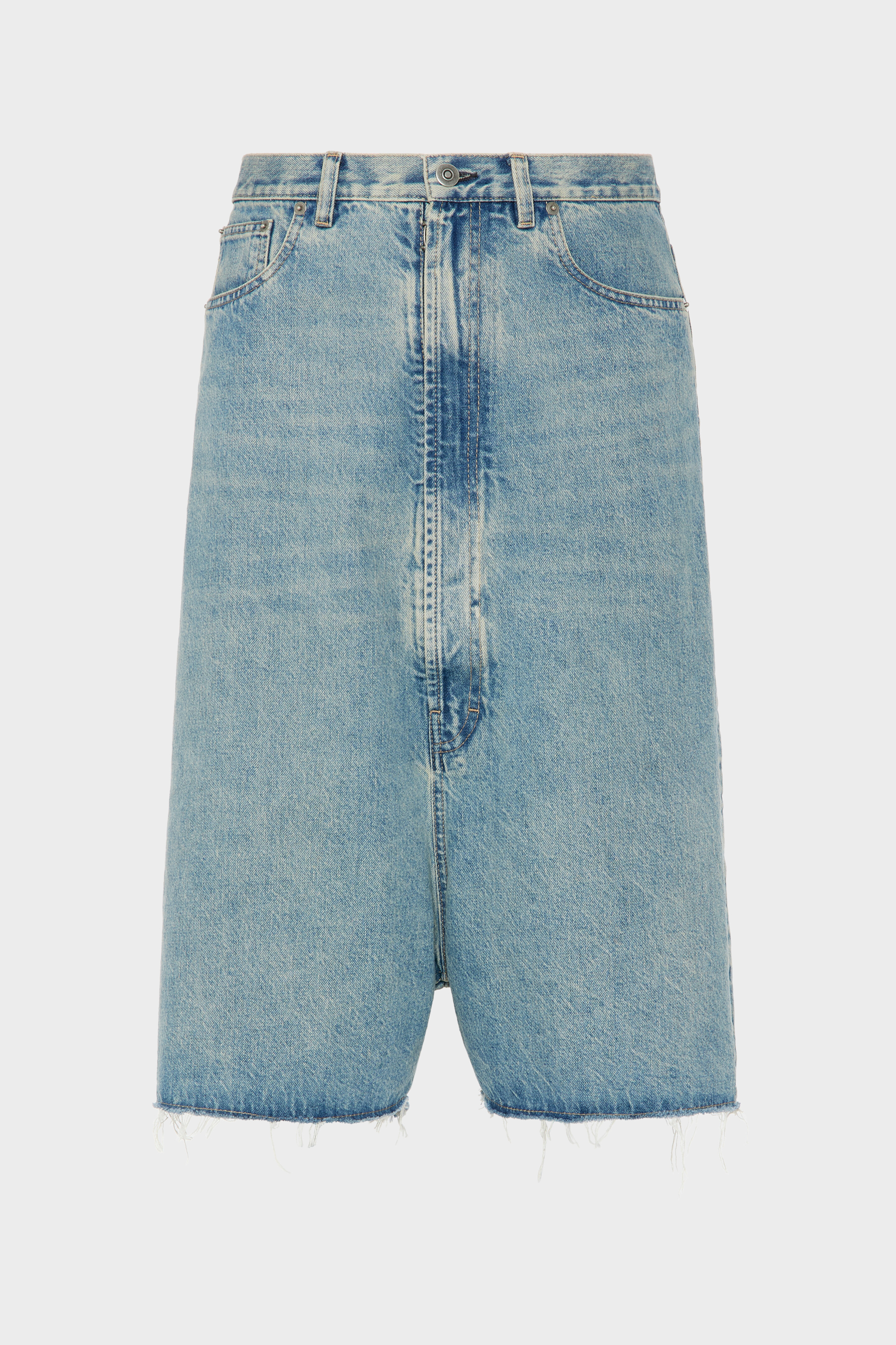 Dropped-Rise Denim Bermudas