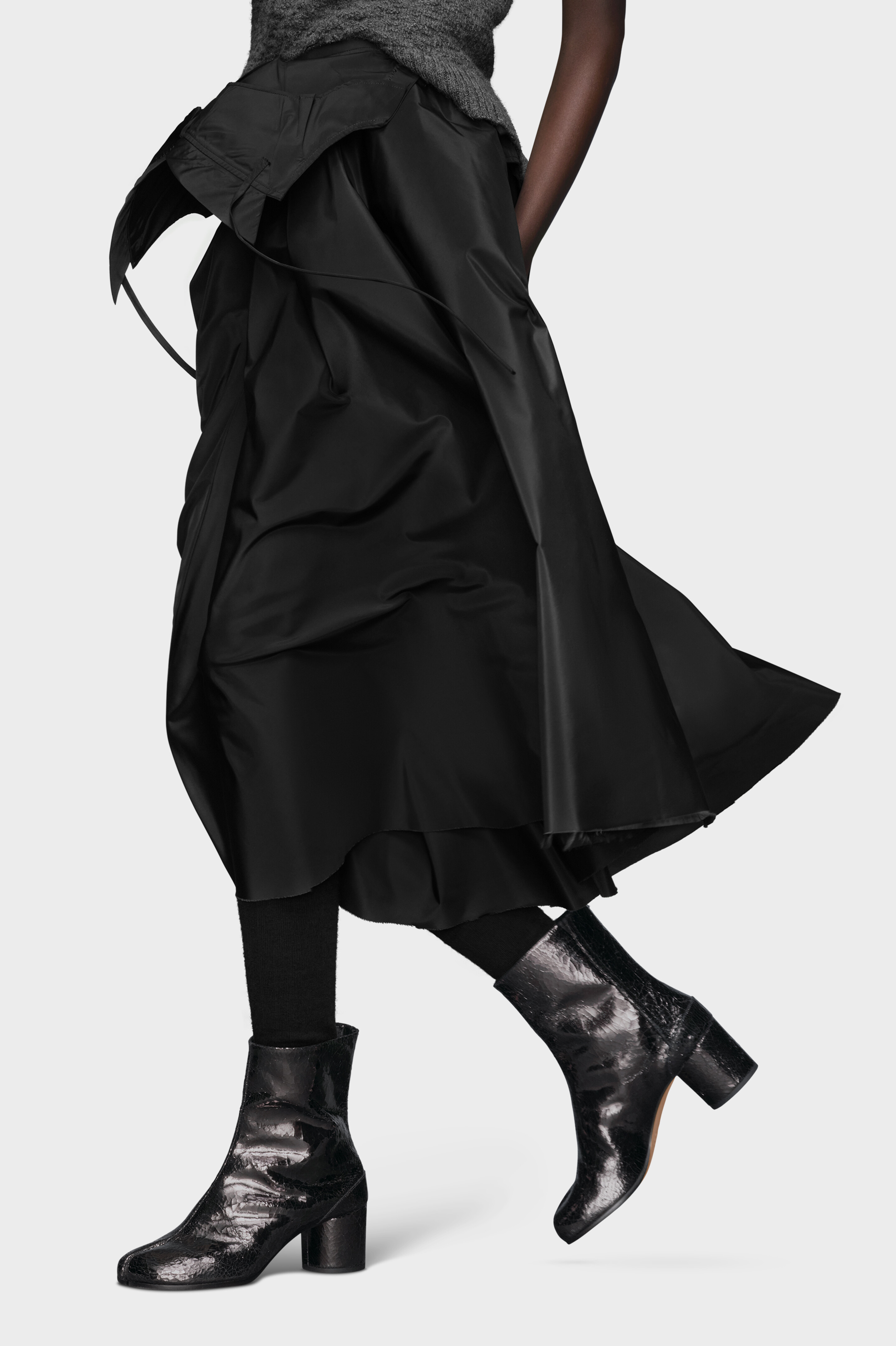 Tabi Mirror Boots Silver with Block Heel | Maison Margiela