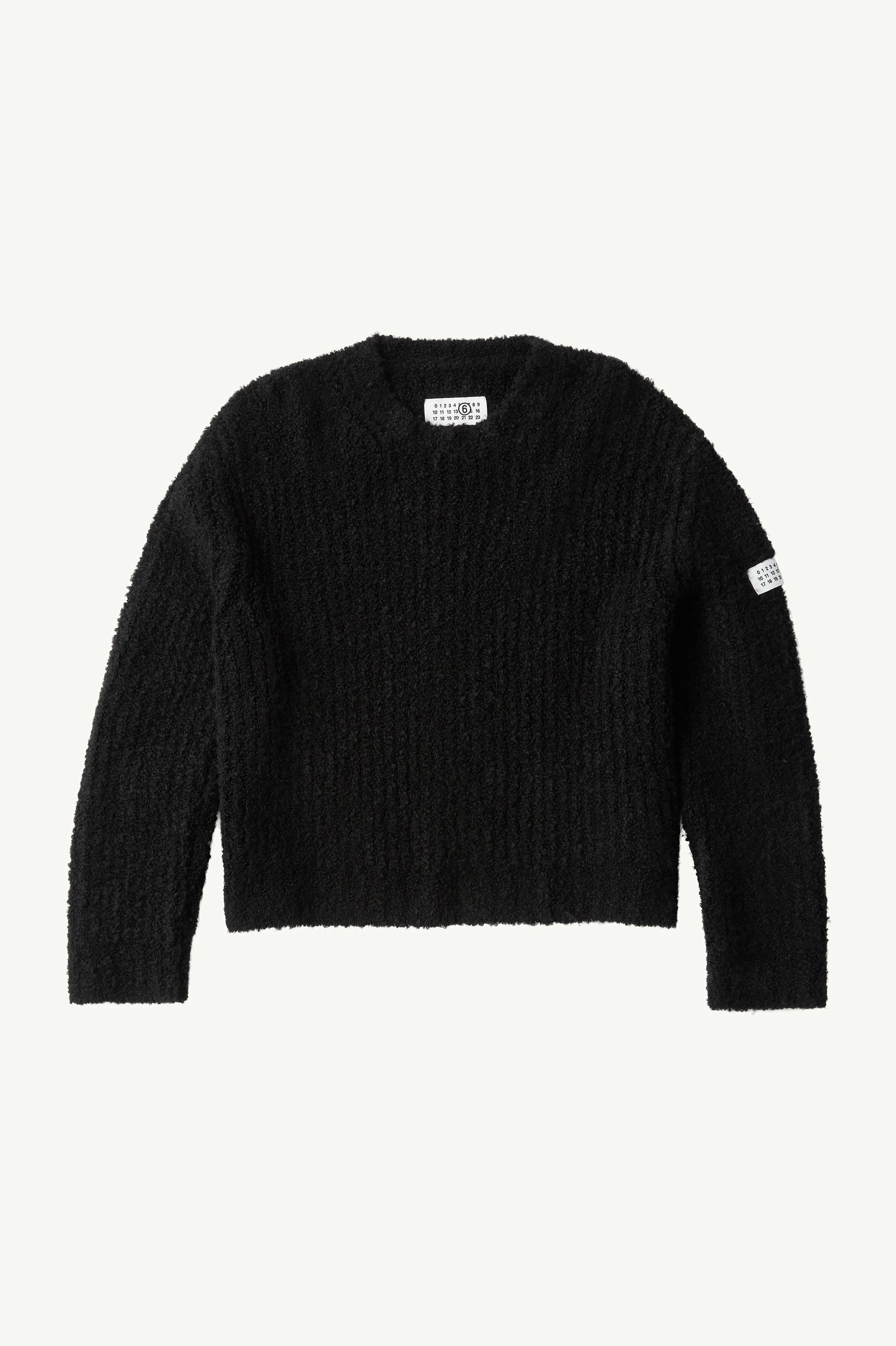 Black Textured knit crew neck jumper | MM6 Official