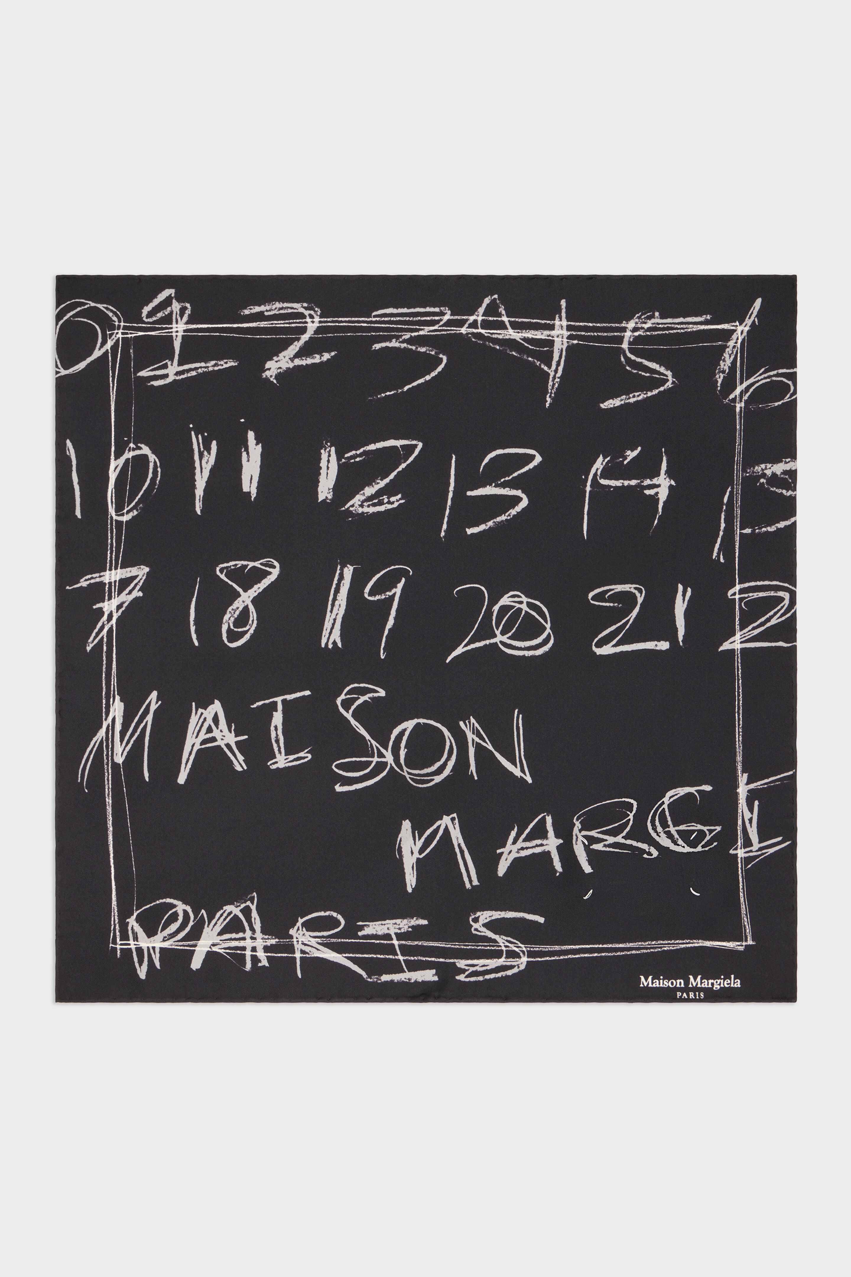 Scribbled Numerical silk foulard